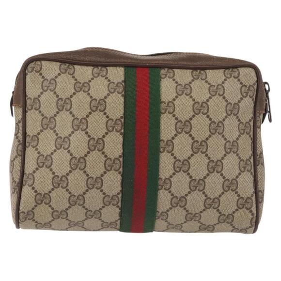 GUCCI GG Supreme Web Sherry Line Clutch Bag PVC Beige 156 01 012 Auth th6330 - Picture 2 of 16